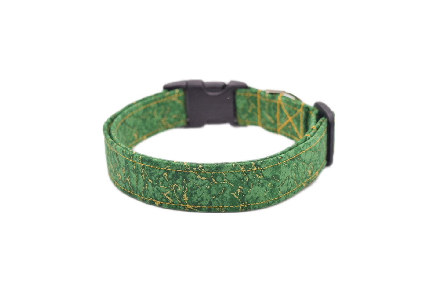 Green & Gold Marble Dog Collar - Handmade by Kira's Pet Shop