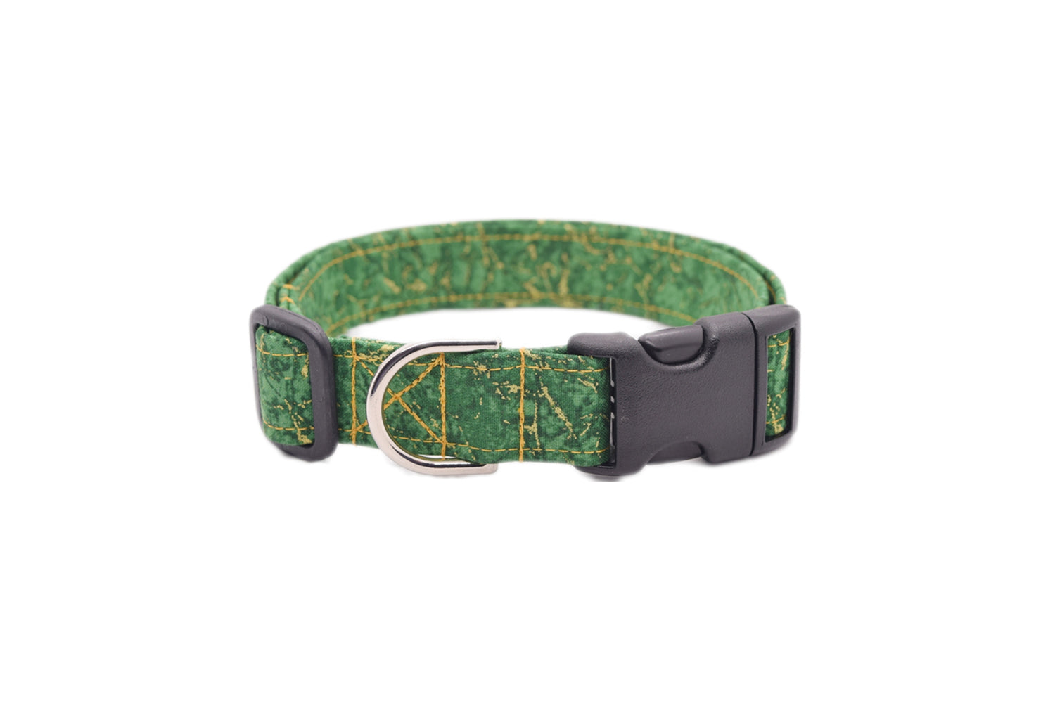 Green & Gold Marble Dog Collar - Handmade by Kira's Pet Shop