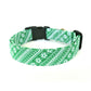Green Nordic Stripe Winter Christmas Dog Collar - Handmade by Kira's Pet Shop