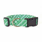 Green Nordic Stripe Winter Christmas Dog Collar - Handmade by Kira's Pet Shop