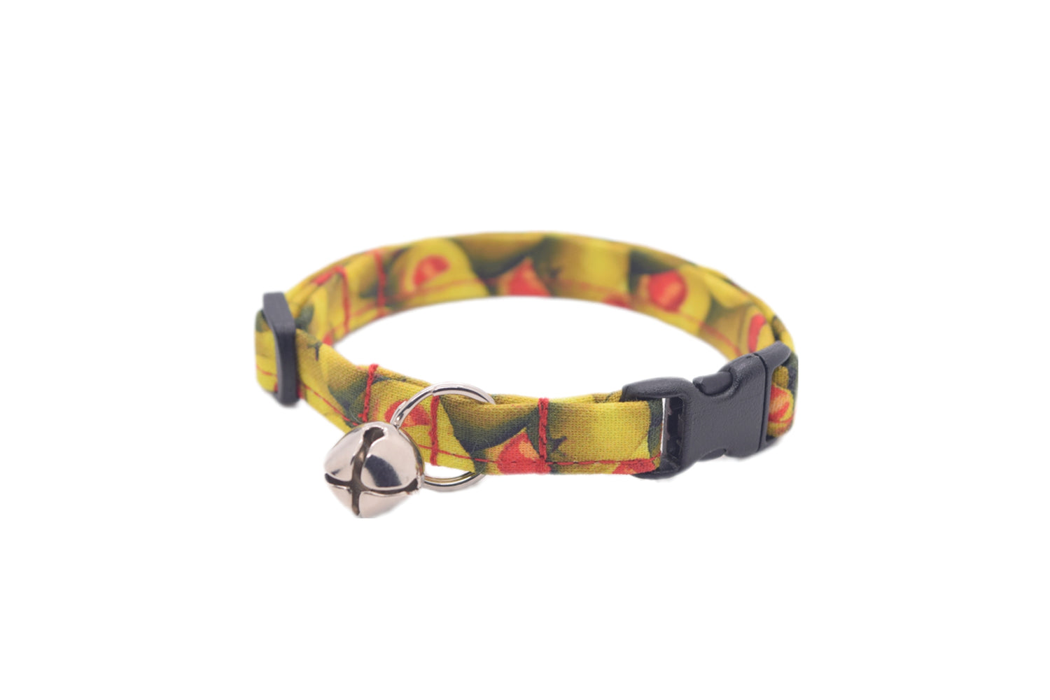 Green Olive Cat Collar - Green Olives Breakaway Cat Collar - Handmade by Kira's Pet Shop