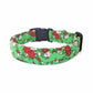 Green & Red Poinsettia Christmas Dog Collar - Handmade by Kira's Pet Shop