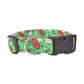 Green & Red Poinsettia Christmas Dog Collar - Handmade by Kira's Pet Shop