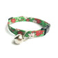 Christmas Cat Collar - Green, Red & White Poinsettia Breakaway Cat Collar - Handmade by Kira's Pet Shop