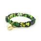 Green Shamrock Cat Collar - St. Patrick's Day Breakaway Cat Collar - Green Clovers on Black - Handmade by Kira's Pet Shop