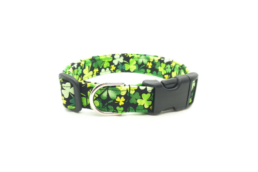 Green Shamrock St. Patrick's Day Dog Collar - Handmade by Kira's Pet Shop