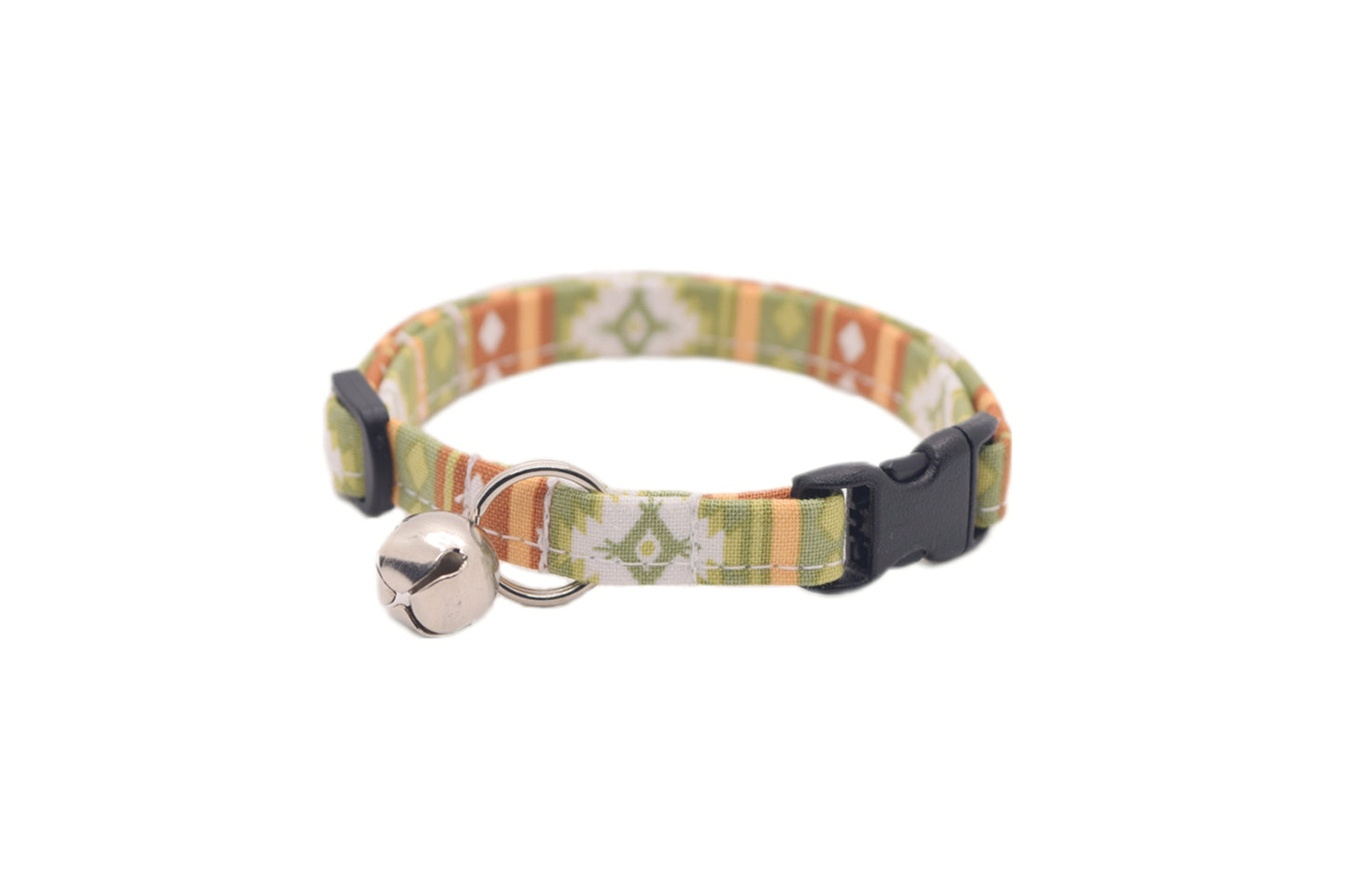 Green Tribal Cat Collar - Green Southwest Breakaway Cat Collar - Handmade by Kira's Pet Shop
