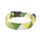 Green Geometric Dog Collar - Geometric Green Yellow & White Triangles - Handmade by Kira's Pet Shop