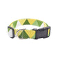 Green Geometric Dog Collar - Geometric Green Yellow & White Triangles - Handmade by Kira's Pet Shop