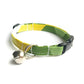 Green Geometric Cat Collar - Green, Yellow & White Geometric Pattern - Breakaway Cat Collar - Handmade by Kira's Pet Shop