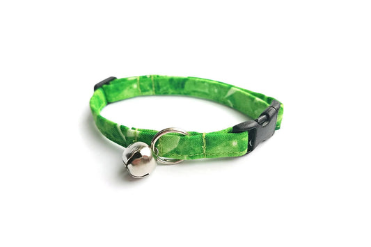 Green Crystal Cat Collar - Green Breakaway Cat Collar - Handmade by Kira's Pet Shop