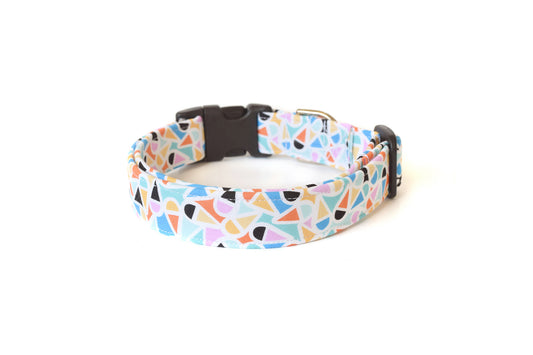 Retro Style Geometric Ice Cream Cones Dog Collar - Handmade by Kira's Pet Shop