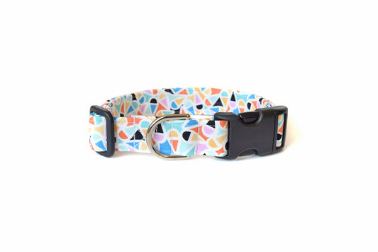 Retro Style Geometric Ice Cream Cones Dog Collar - Handmade by Kira's Pet Shop