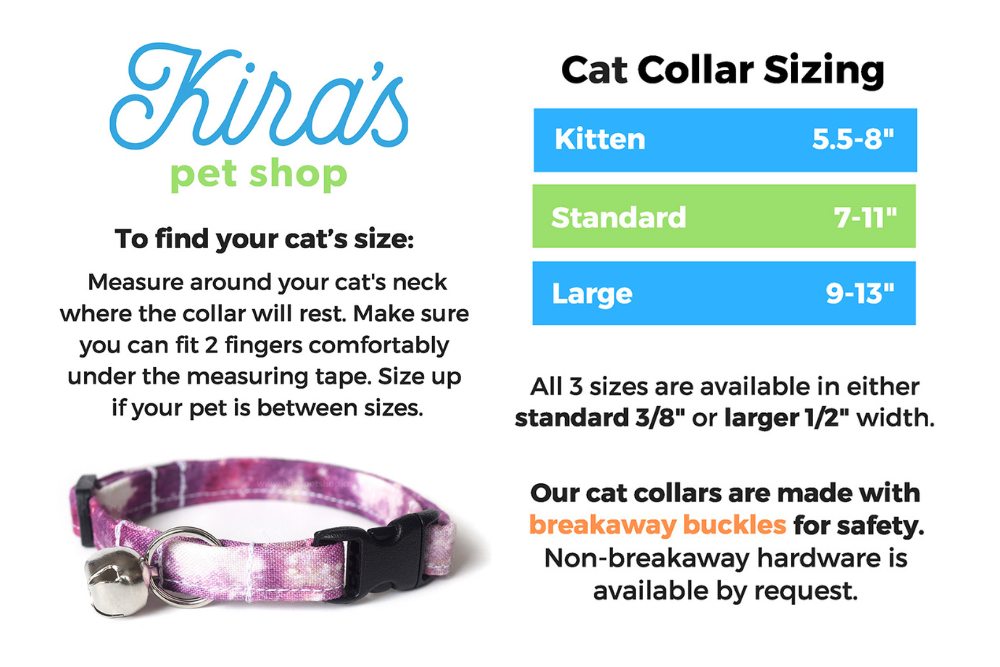 Kira's Pet Shop Cat Collar Size Chart