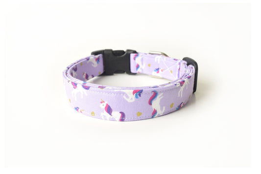 Lilac Purple Unicorn Dog Collar - Handmade by Kira's Pet Shop