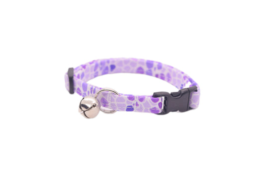 Lilac Purple Stone Pattern Breakaway Cat Collar - Lavender Purple Cat Collar - Handmade by Kira's Pet Shop