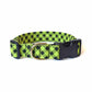 Lime Green & Black Plaid Dog Collar - Handmade by Kira's Pet Shop