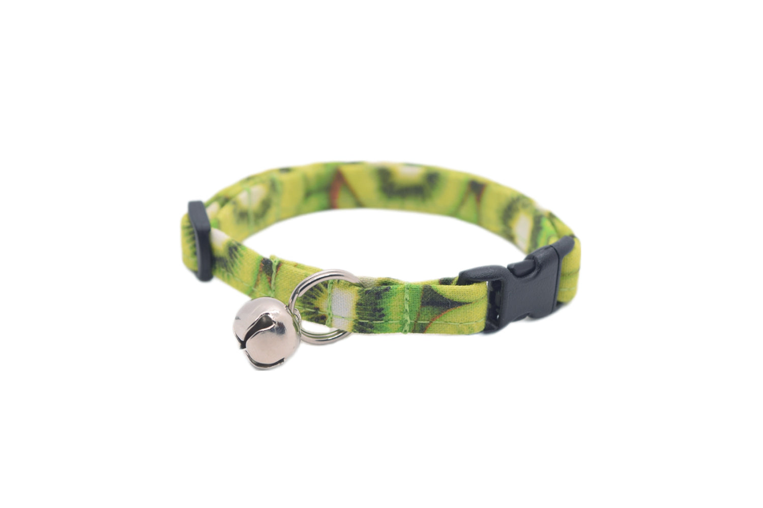 Lime Green Kiwi Cat Collar - Kiwi Fruit Breakaway Cat Collar - Handmade by Kira's Pet Shop