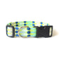 Lime Green & Navy Blue Dots Dog Collar - Handmade by Kira's Pet Shop