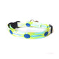 Lime Green Cat Collar - Green with Navy Blue Dots - Breakaway Cat Collar - Handmade by Kira's Pet Shop