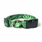 Green Cannabis Leaves Dog Collar - Handmade by Kira's Pet Shop