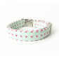 Mint Seafoam Green & Pink Hearts Dog Collar - Valentine's Day Xs & Os - Handmade by Kira's Pet Shop