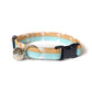 Modern Cat Collar - Light Blue & Gold - Breakaway Cat Collar - Handmade by Kira's Pet Shop