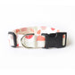 Modern Trendy Abstract Dog Collar - Off-White with Salmon Pink, Green & Mauve Accents - Handmade by Kira's Pet Shop