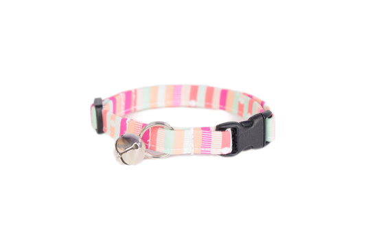 Modern Pink Cat Collar - Abstract Pink Stripes - Breakaway Cat Collar - Handmade by Kira's Pet Shop