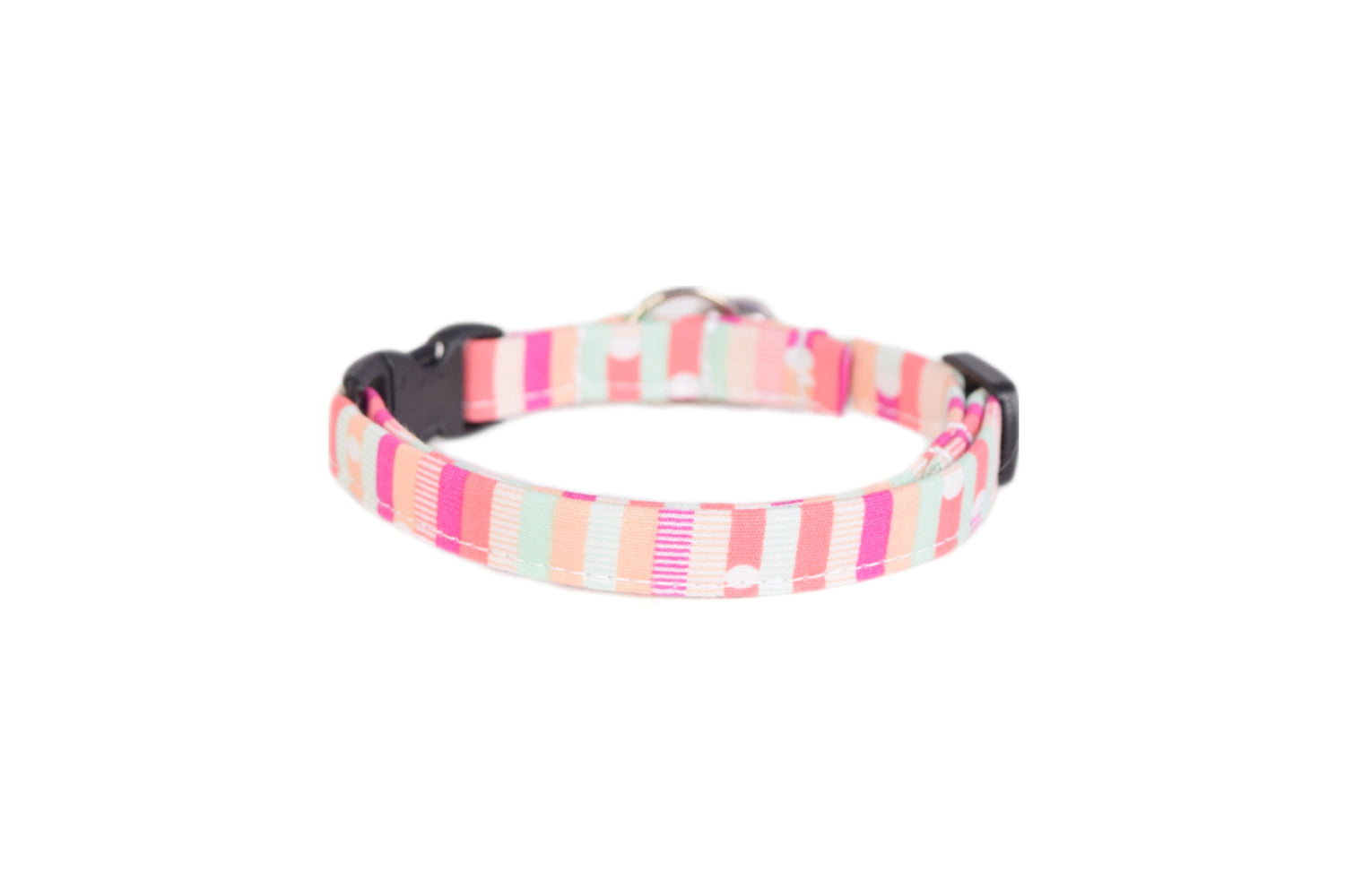 Modern Pink Cat Collar - Abstract Pink Stripes - Breakaway Cat Collar - Handmade by Kira's Pet Shop