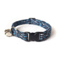 Navy Blue Cat Collar - Navy Rain Pattern - Breakaway Cat Collar - Handmade by Kira's Pet Shop 