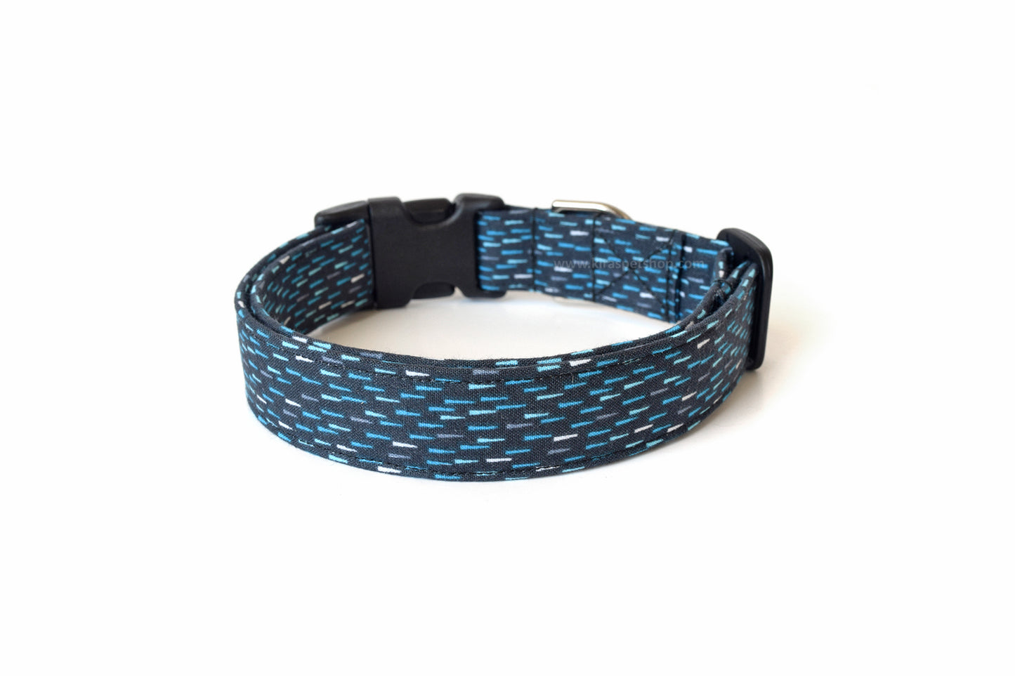 Navy Blue Rain Dog Collar - Handmade by Kira's Pet Shop