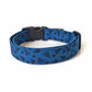 Navy Blue Dog Collar with Retro Black Triangle Design - Handmade by Kira's Pet Shop