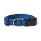 Navy Blue Dog Collar with Retro Black Triangle Design - Handmade by Kira's Pet Shop