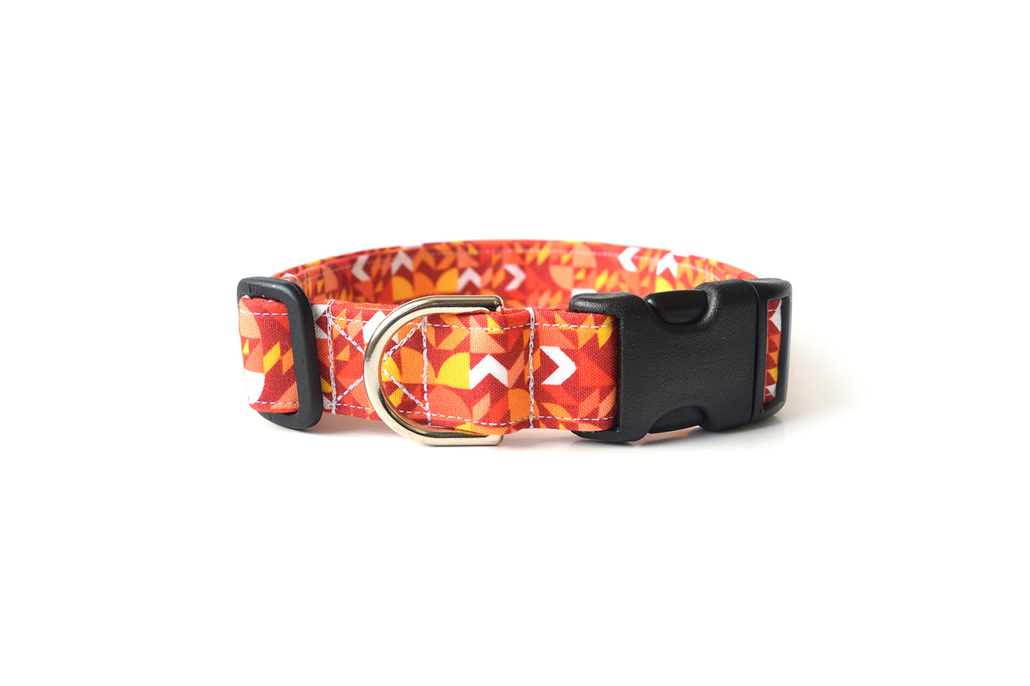 Orange Geometric Shapes Dog Collar - Handmade by Kira's Pet Shop