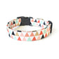 Geometric Triangles Dog Collar - Multicolor Pink, Gold, Black, Mint Pastel Triangle Pattern on White - Handmade by Kira's Pet Shop