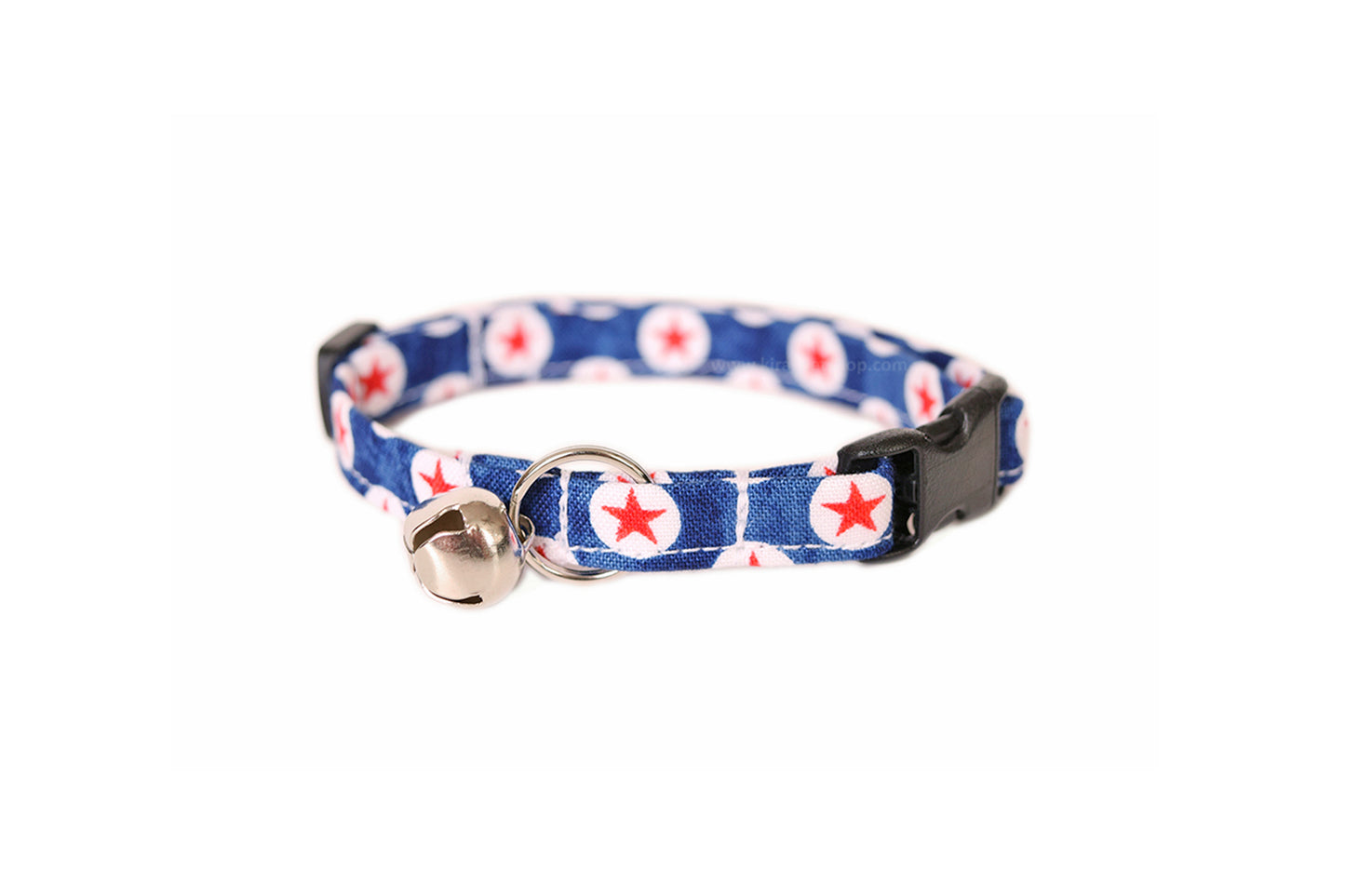 Patriotic Cat Collar - Blue, White & Red Stars - 4th of July Breakaway Cat Collar - Handmade by Kira's Pet Shop
