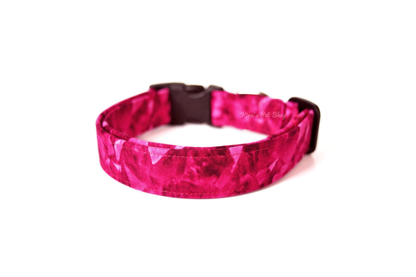Hot Pink Dog Collar - Quartz Crystal Pattern Collar - Handmade by Kira's Pet Shop