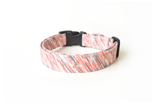 Pink & Gray Paint Lines Dog Collar - Handmade by Kira's Pet Shop