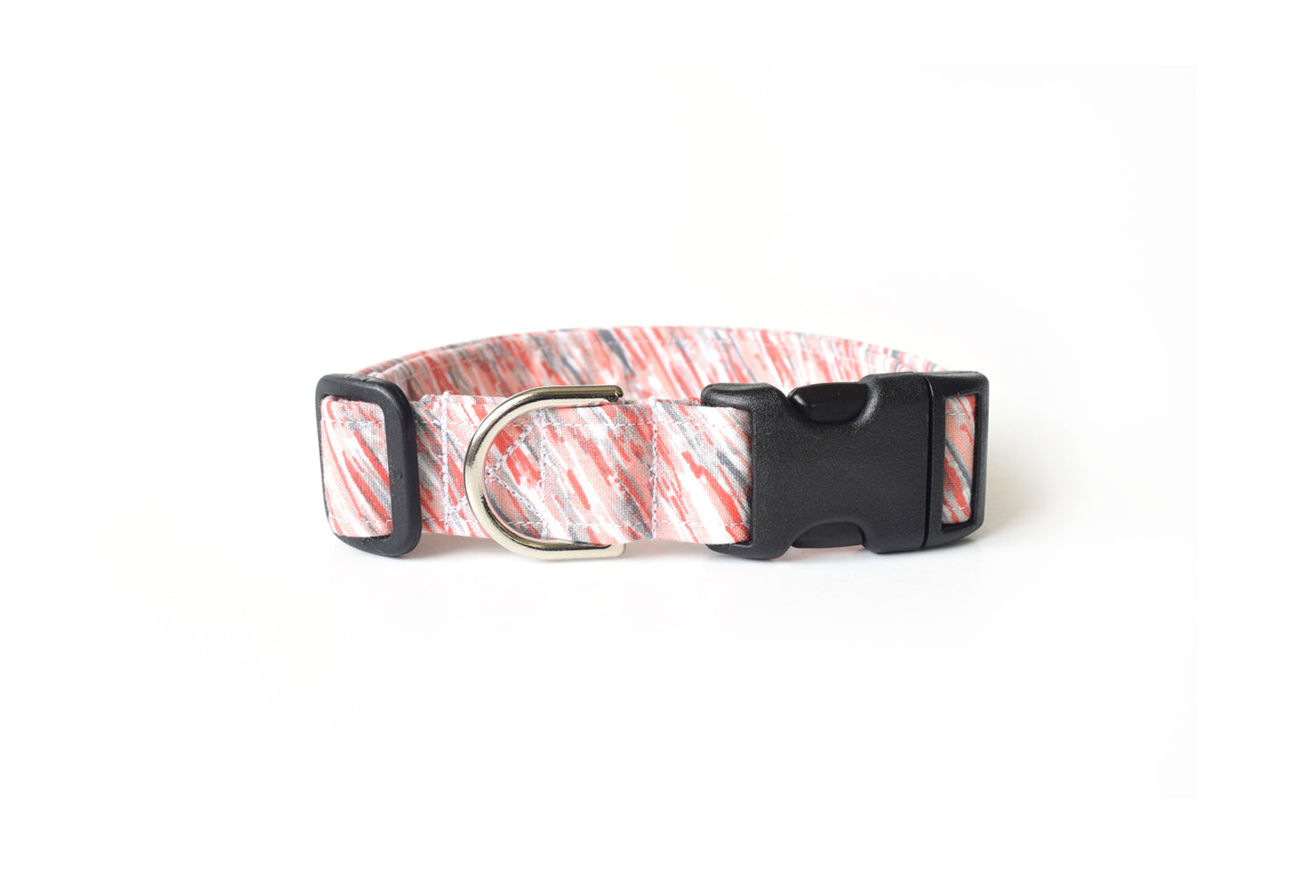 Pink & Gray Paint Lines Dog Collar - Handmade by Kira's Pet Shop