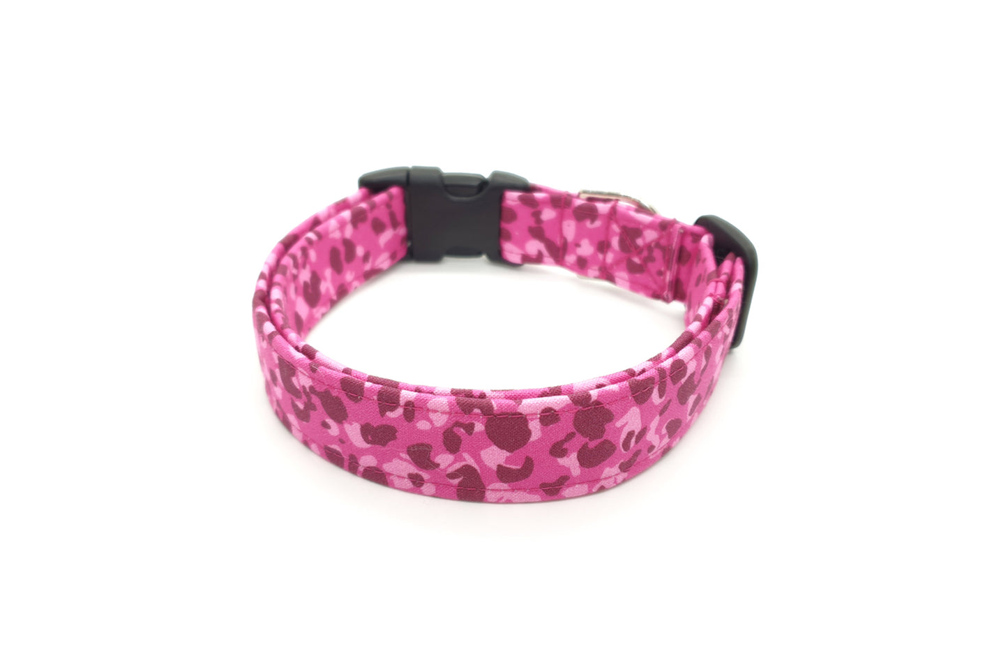 Magenta Pink Leopard Print Dog Collar - Handmade by Kira's Pet Shop