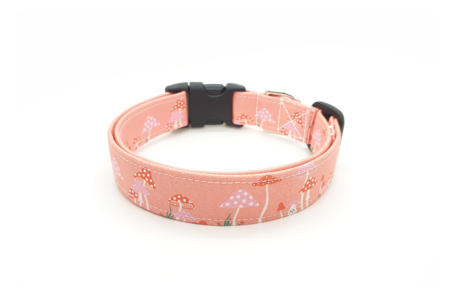 Pink Mushroom Dog Collar - Handmade by Kira's Pet Shop