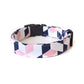 Pale Pink, White & Navy Blue Geometric Dog Collar - Handmade by Kira's Pet Shop