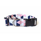 Pale Pink, White & Navy Blue Geometric Dog Collar - Handmade by Kira's Pet Shop