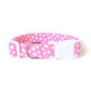 Pink & White Stars Dog Collar - Handmade by Kira's Pet Shop