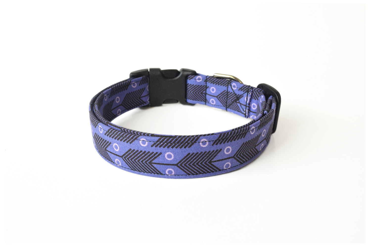 Purple & Black Arrows Dog Collar - Handmade by Kira's Pet Shop