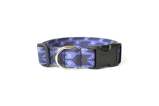 Purple & Black Arrows Dog Collar - Handmade by Kira's Pet Shop
