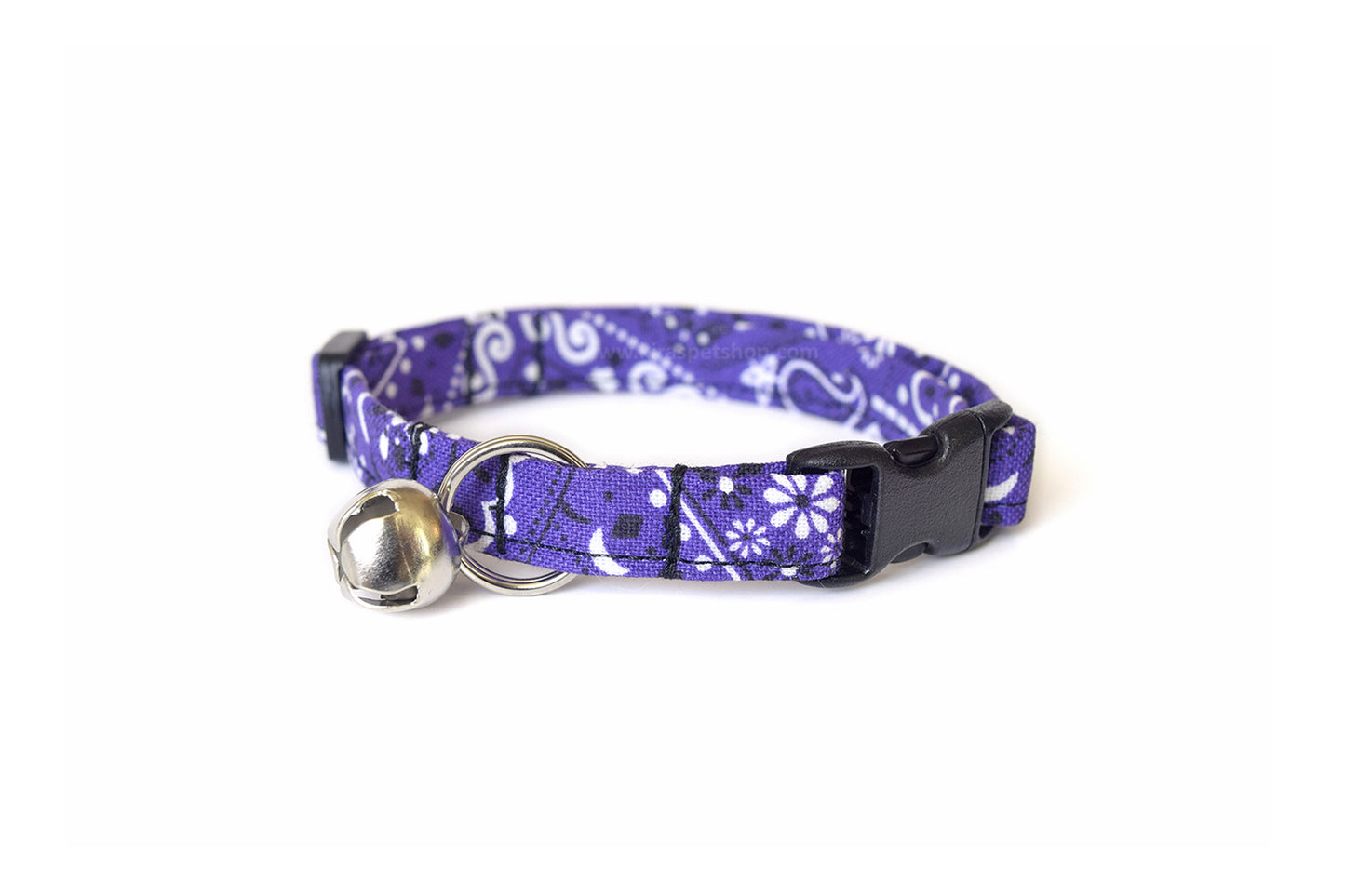 Purple Paisley Breakaway Cat Collar - Bandana Print Cat Collar - Handmade by Kira's Pet Shop