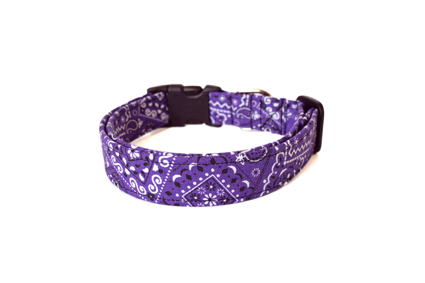 Purple Paisley Bandana Print Dog Collar - Handmade by Kira's Pet Shop