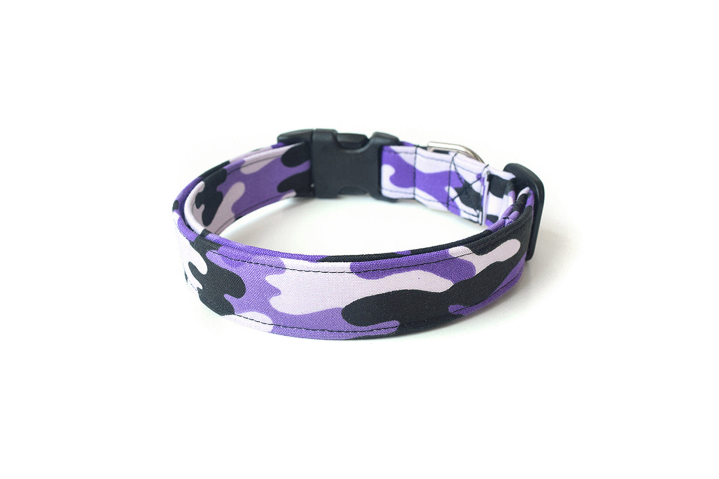 Purple & Black Camouflage Dog Collar - Handmade by Kira's Pet Shop